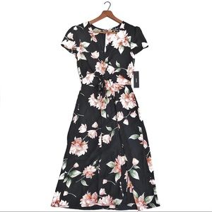 {Lulu's} Aliso Floral Cutout Midi Dress